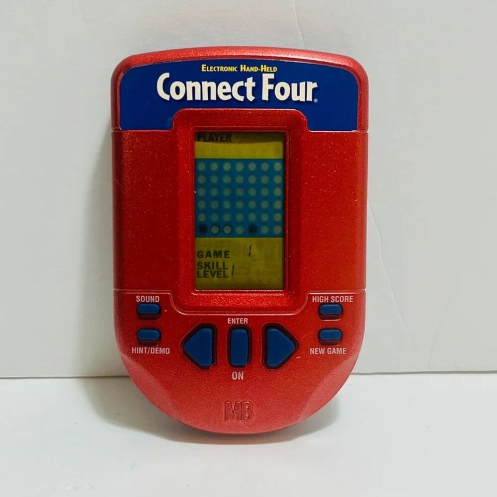 Electronic Connect Four 4 Hasbro Handheld 2002 Travel Game Red, Tested and Works